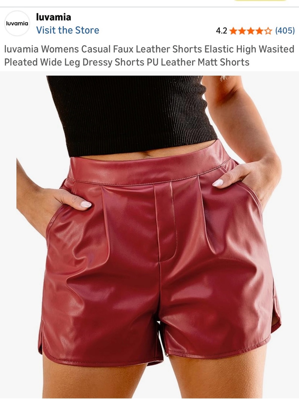Red pleather shorts